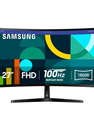 Samsung 27" Essential S3 (S36GD) Series FHD 1800R Curved Computer Monitor, 100Hz, Game Mode, Advanced Eye Comfort, HDMI and D-sub Ports, LS27D366GANXZA, 2024