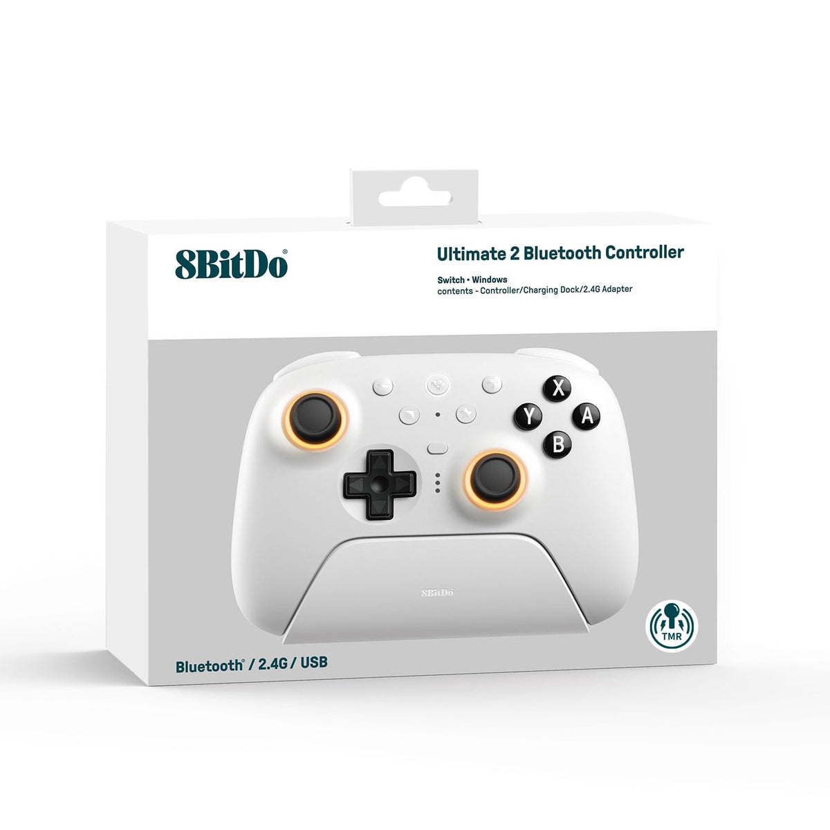 8Bitdo Ultimate 2 Bluetooth Controller for Switch/Switch 2 & Windows PC, Switch Pro Controller with TMR Joysticks, Switchable Hall Effect/Tactile Triggers, Vibration and Motion Control - White