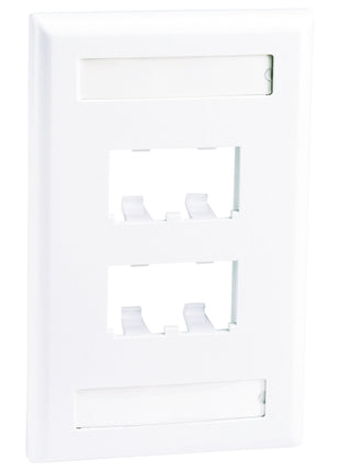 Panduit CFPL4WHY 4-Port Mini-Com Single-Gang Faceplate with Labels, Classic Series, White