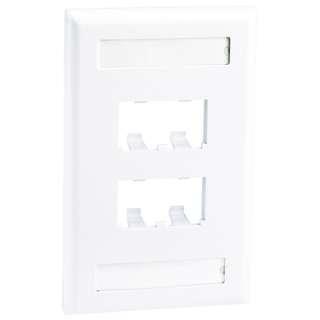 Panduit CFPL4WHY 4-Port Mini-Com Single-Gang Faceplate with Labels, Classic Series, White