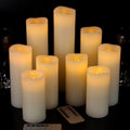 Vinkor Flameless Candles Battery Operated Candles Real Wax Pillar LED Candles with 10-Key Remote and Cycling 24 Hours Timer (Ivory 4