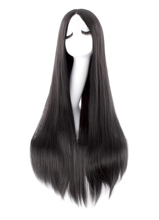 MapofBeauty 40 Inch Carve Long Straight Cosplay Anime Costume Wig, Black | 100 cm Party Wig