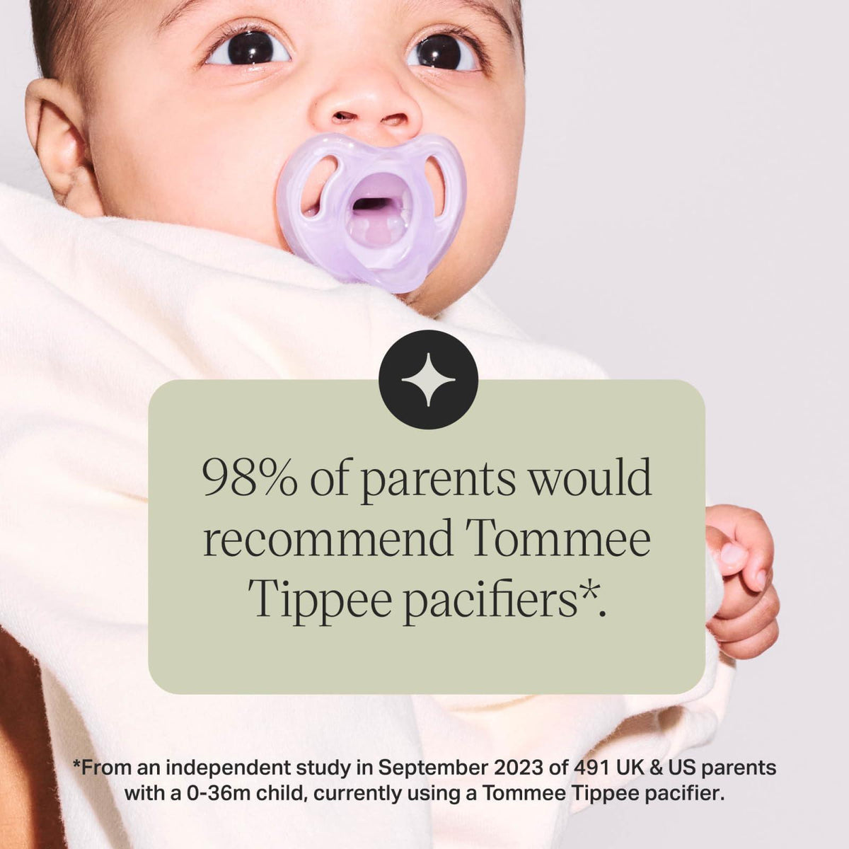 Tommee Tippee Ultra-Light Silicone Pacifier, 0-6 Months, Symmetrical One-Piece Design, BPA-Free Silicone Binkies, Pink/Purple/Green, Pack of 4