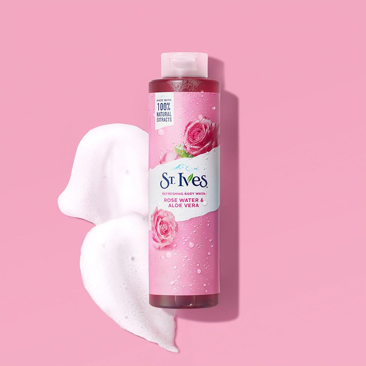 St. Ives Refreshing Cleanser Rose Water & Aloe Vera Body Wash|Shower gel For Women| 100% Natural Extracts | Cruelty Free | Paraben Free |473ml