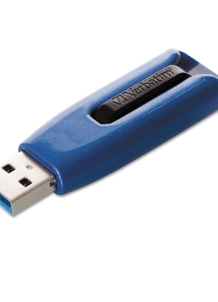 Verbatim 128GB USB 3.0 Store 'N' Go V3 Max Flash Drive - Cap-Less & PC/Mac Compatible - Blue