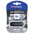 Verbatim 8GB USB 3.0 Store 'n' Go V3 Flash Drive - Cap-Less & PC / Mac Compatible - Gray