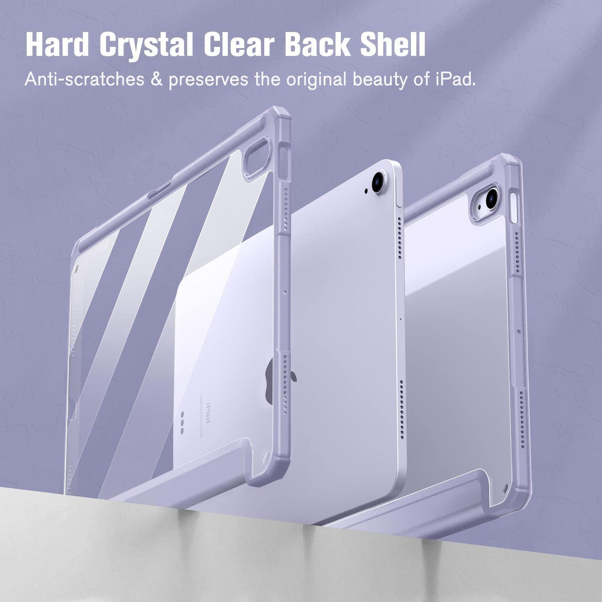 Fintie Hybrid Slim Case for iPad Air 11-inch M3 (2025) / M2 (2024), iPad Air 5th (2022) / 4th Generation (2020) 10.9 Inch - Shockproof Cover with Clear Back Shell & Pencil Holder, Lilac Purple