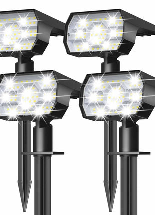 NYMPHY Solar Lights Outdoor Waterproof IP68, 56 LED 3 Lighting Modes Solar Powered Garden Yard Spot Solar Lights for Outside Landscape- 4 Pack (Cool White)