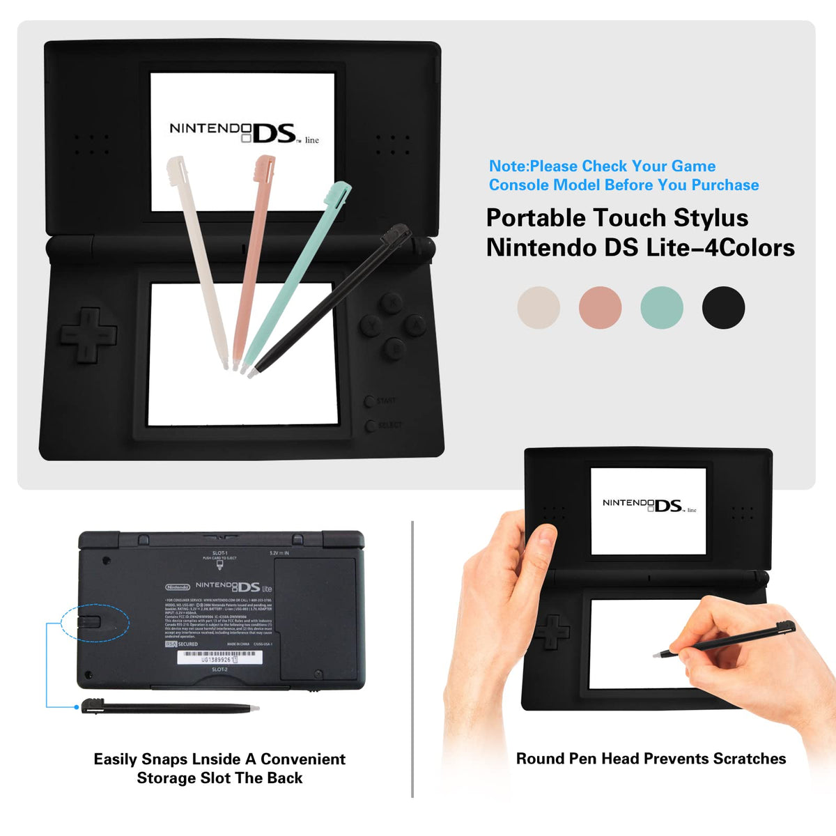 DS Lite Charger Kit Compatible with Nintendo DS Lite 100-240V Wall Plug Adapter with 4 Stylus Pen for Nintendo DS Lite