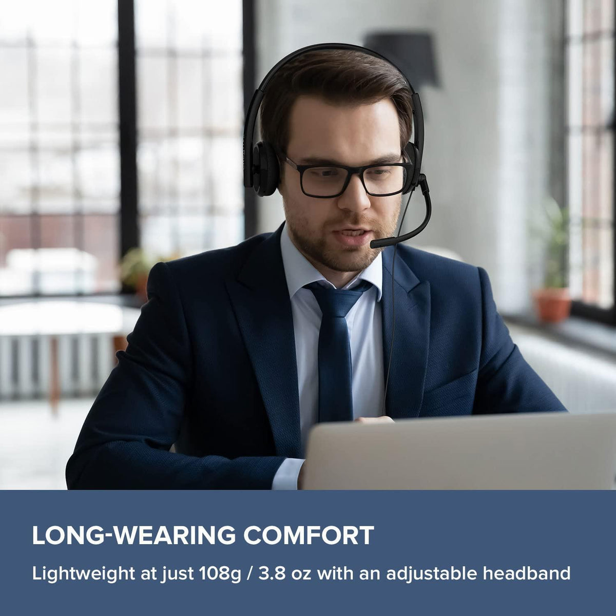 Creative HS-220 USB On-Ear Headset with Noise-Cancelling Condenser Boom Mic, Inline Mic Mute/Volume Control, Plug-and-Play for Video Calls