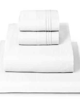 Mellanni Queen Sheets Set   4 PC Iconic Collection Bedding   Hotel Luxury, Extra Soft, Cooling Bed Sheets   Wrinkle, Fade, Stain Resistant (Queen, White)
