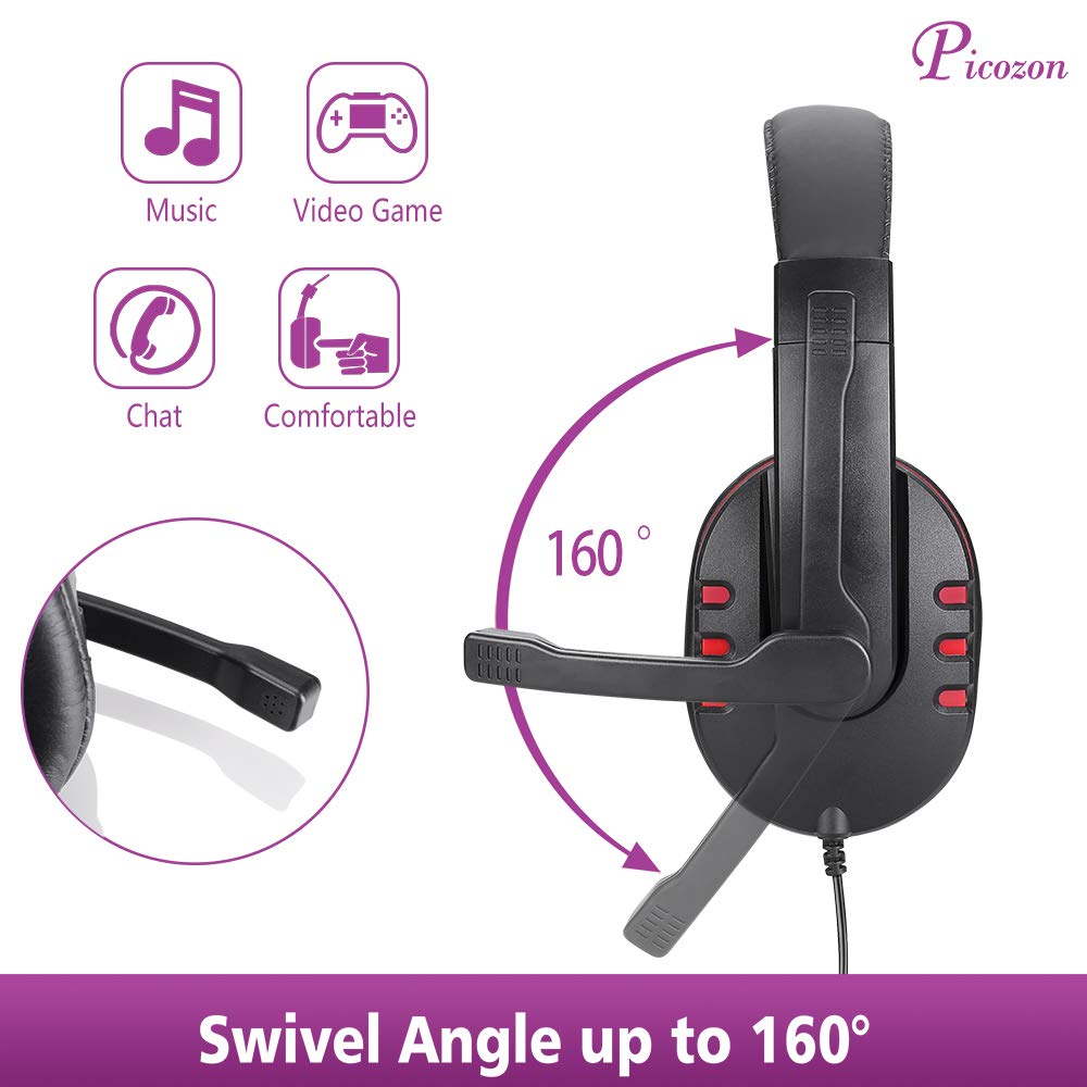 Picozon Gaming Headset Headphone - Mic for PS5/PS4, Laptop, Mobile w/ 3.5mm Plug