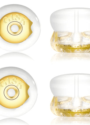 Earring Backs,18K Gold Silicone Earring Backs for Studs/Droopy Ears,Locking Secure Earring Backs for Heavy Earring,No-Irritate Hypoallergenice Soft Clear Earring Backs for Adults