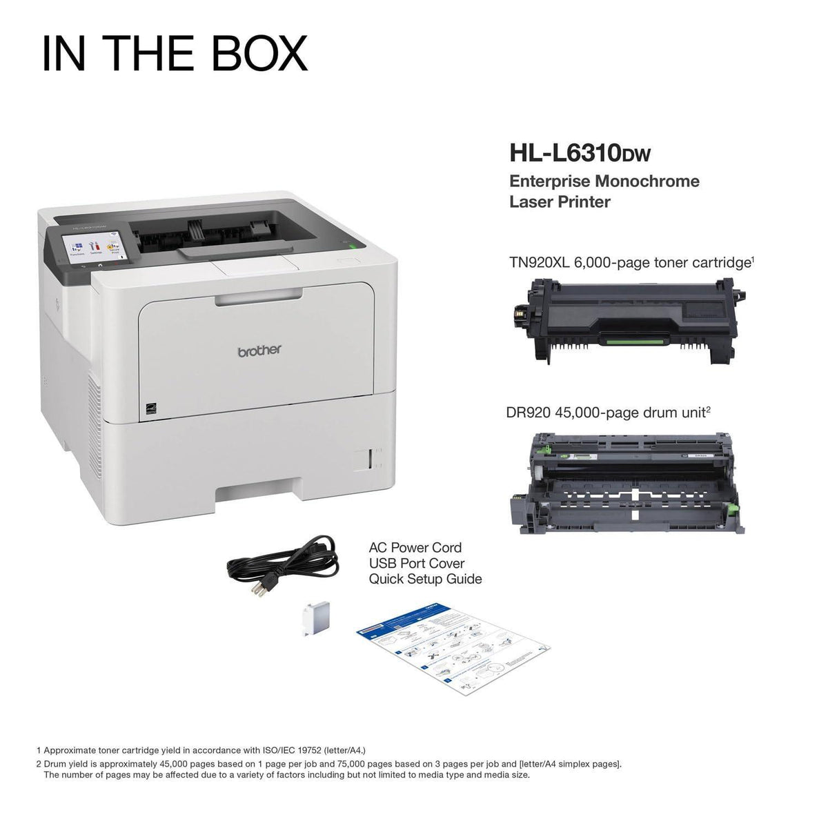Brother HL-L6310DW Enterprise Monochrome Laser Printer with Low-Cost Printing, WirelessNetworking, and Large Paper Capacity, Works with Alexa