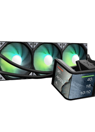 TRYX Panorama SE 360 ARGB 360mm AIO Rotatable 6.67'' AMOLED Curved Screen 3D Anamorphic Effect Customizable AIO Cooler 360mm Asetek Adela Pump 280w TDP ARGB Fan Intel LGA 1851/1700 AMD AM5/AM4