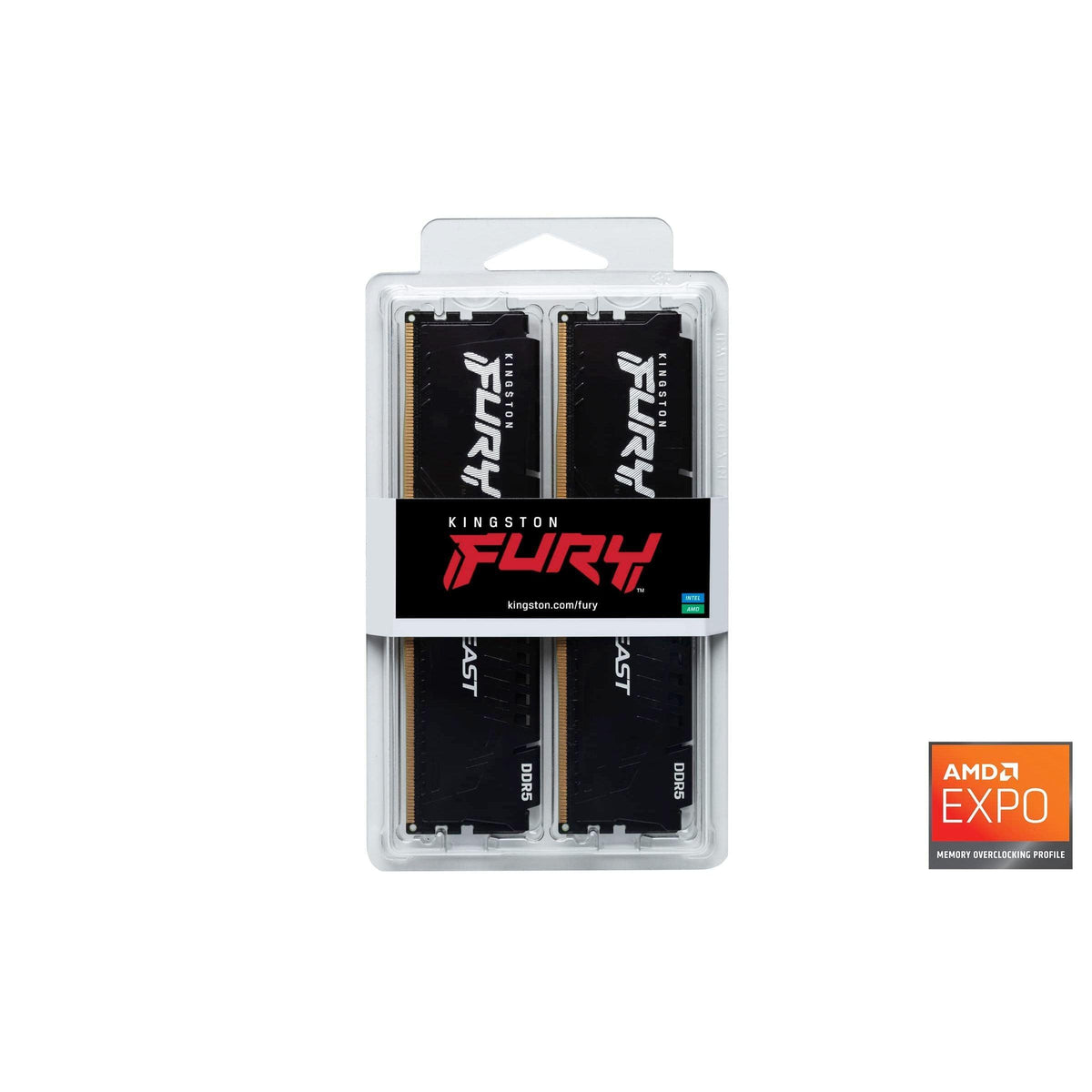 Kingston Fury Beast Black DDR5 64GB (2x32GB) 5600MT/s CL40 DIMM Desktop Gaming Memory Kit of 2 AMD Expo and Intel XMP - KF556C40BB2K2-64