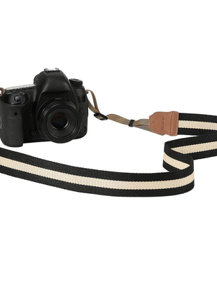 MoKo Camera Strap Compitable with Canon/Sony/Nikon/Minolta/Panasonic/DSLR | Cotton Vintage Camera Strap,Adjustable Neck Shoulder Strap,for Camcorder,Binoculars,for Adults Kids, Black + Beige