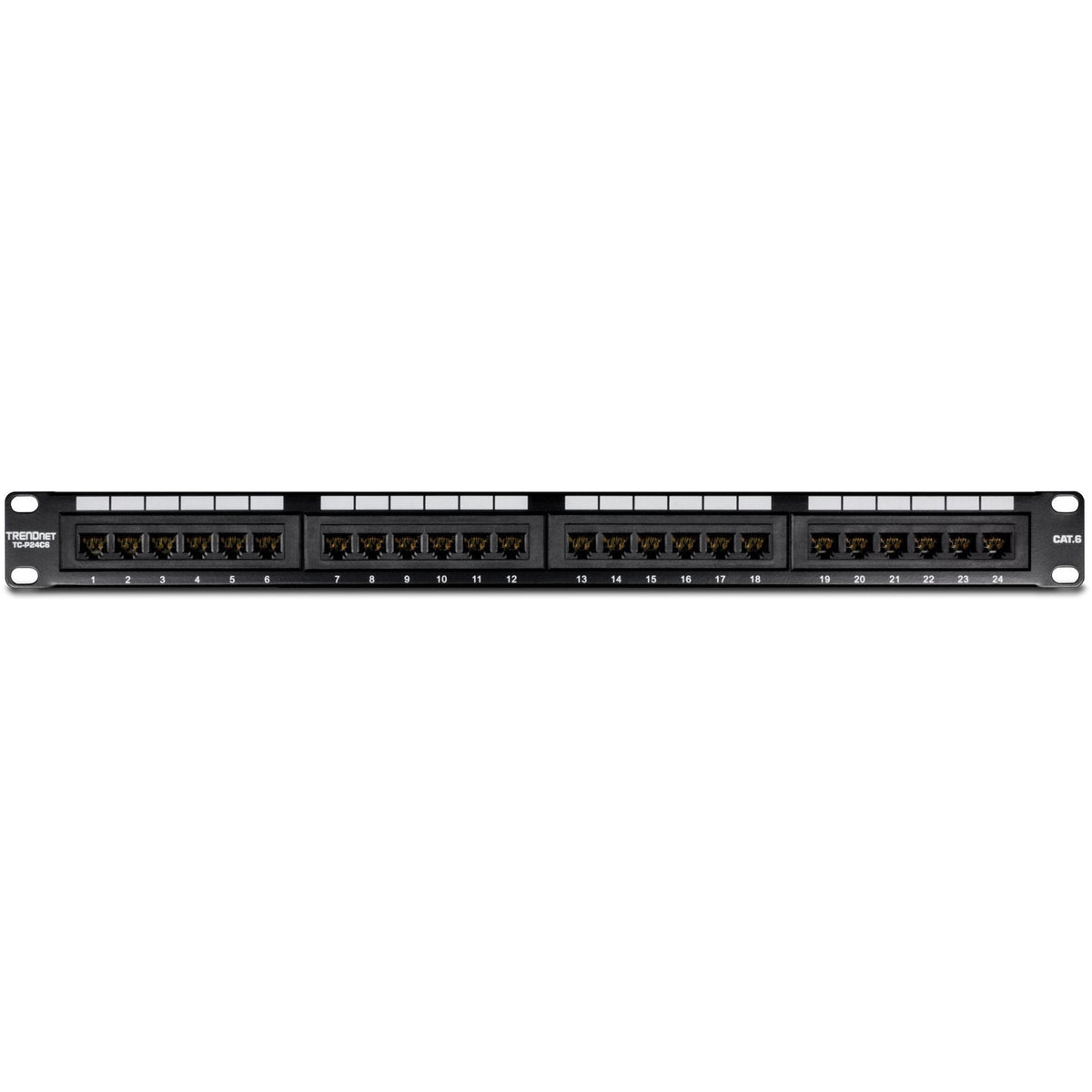 TRENDnet 24-Port Cat6 Unshielded Patch Panel, Wallmount or Rackmount, Compatible with Cat3,4,5,5e,6 Cabling, for Ethernet, Fast Ethernet, Gigabit Applications, Black, TC-P24C6 (Pack of 1)