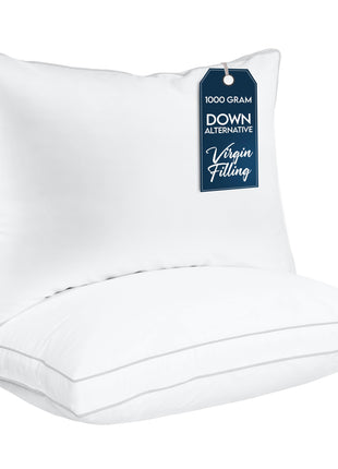 Utopia Bedding Gusset Bed Pillow, Hotel Pillows Queen Size Set of 2, White | Cotton Blended Down alternative pillows for sleeping, soft fluffy cooling comfort for Back, side & stomach sleepers, 2 pack
