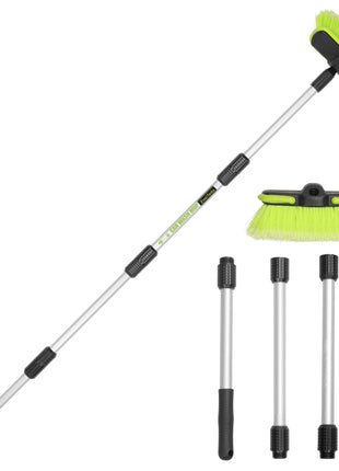 65"165cm Car Wash Brush Long Handle Soft Bristle Scrub Cleaning Mop with 4 Hand-held Places Extendable Washing Brushes Broom Kit for RV Boat Truck SUV Caravan Solar Panel House Siding,Sweep Snow