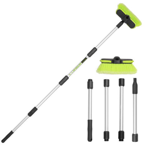 65"165cm Car Wash Brush Long Handle Soft Bristle Scrub Cleaning Mop with 4 Hand-held Places Extendable Washing Brushes Broom Kit for RV Boat Truck SUV Caravan Solar Panel House Siding,Sweep Snow