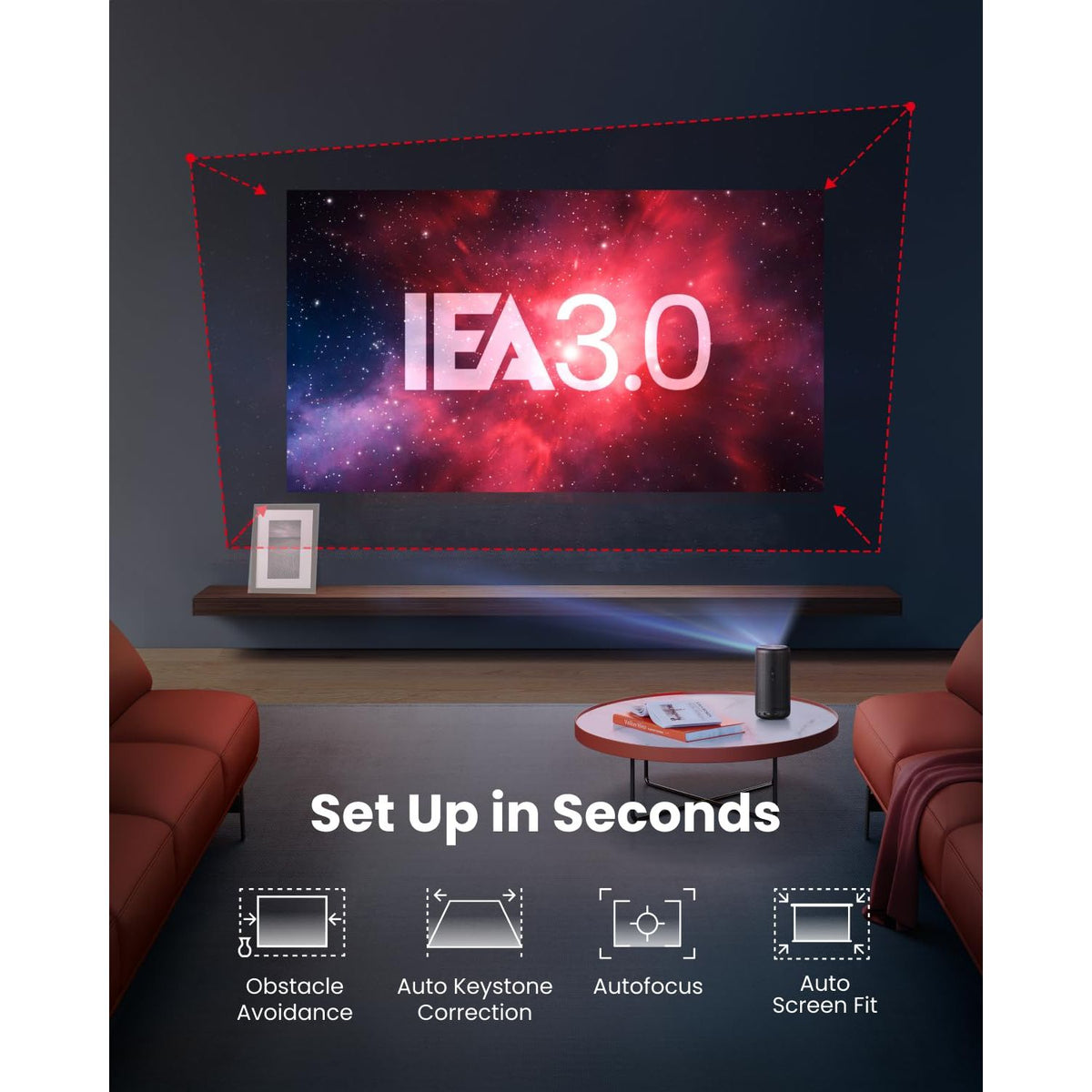 NEBULA Capsule 3 GTV Outdoor Projector, Netflix Officially Licensed, 1080P Smart Mini Projector with Wi-Fi, 2.5 hrs Battery, 120-Inch Display, Dolby Digital, Ultra Portable for Any Space