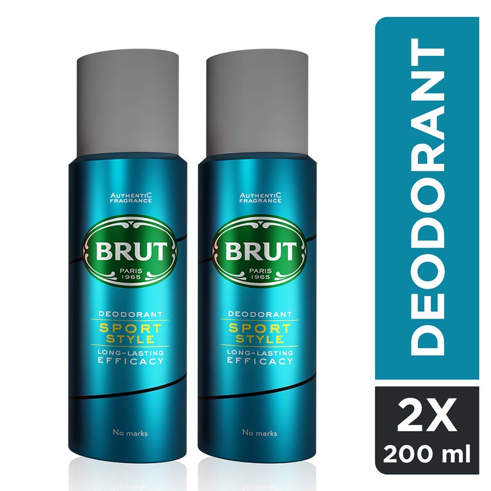 Brut Sport Style Deodorant Body Spray for Men, Masculine Long-Lasting Deo with Refreshing, Athletic Fragrance, Imported, Deo Combo Pack of 2 (200ml Each)