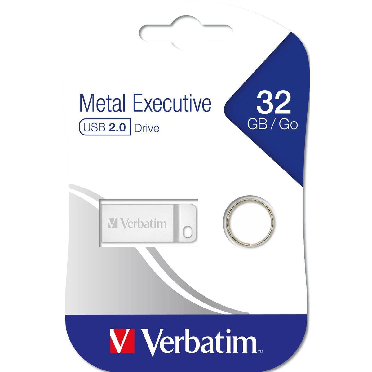 Verbatim 32GB Metal Executive USB Flash Drive - Silver - 98749