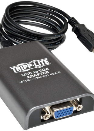 Tripp Lite USB 2.0 to VGA Dual/Multi-Monitor External Video Graphics Card Adapter, 128 MB SDRAM, 1080p (U244-001-VGA-R),Gray