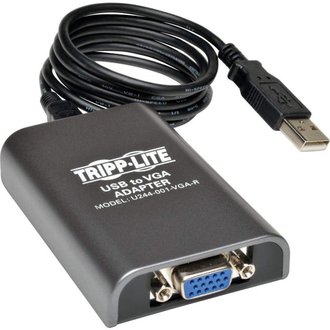 Tripp Lite USB 2.0 to VGA Dual/Multi-Monitor External Video Graphics Card Adapter, 128 MB SDRAM, 1080p (U244-001-VGA-R),Gray