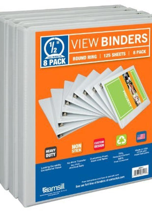 Samsill S88417 0.5 in. Economy Durable View Binder - White, Pack of 8