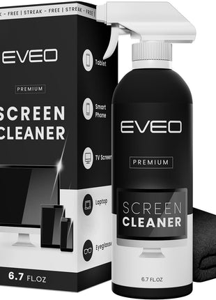 EVEO Screen Cleaner Spray - Large Screen Cleaner Bottle - TV Screen Cleaner, Computer Screen Cleaner, for Laptop, Phone, Ipad - Computer Cleaning kit Electronic Cleaner (1 Pack)