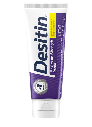 Desitin Maximum Strength Baby Diaper Rash Cream, 40% Zinc Oxide, Hypoallergenic No Added Parabens & Dyes, Protects & Relieves Baby?? Skin for Up to 12 Hours, Prevents Diaper Rash, 4.8 oz Tube