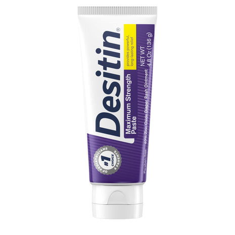 Desitin Maximum Strength Baby Diaper Rash Cream, 40% Zinc Oxide, Hypoallergenic No Added Parabens & Dyes, Protects & Relieves Baby?? Skin for Up to 12 Hours, Prevents Diaper Rash, 4.8 oz Tube
