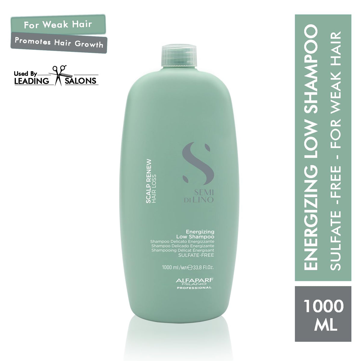 Alfaparf Milano Semi Di Lino Scalp Renew Energizing Shampoo for Thinning Hair - Strengthens, Redensifies, and Stimulates Hair Fiber - Anti-Hair Fall and Hair Loss - Hair Growth Concentrate -Sulfate, Paraben and Paraffin Free(1000ml)