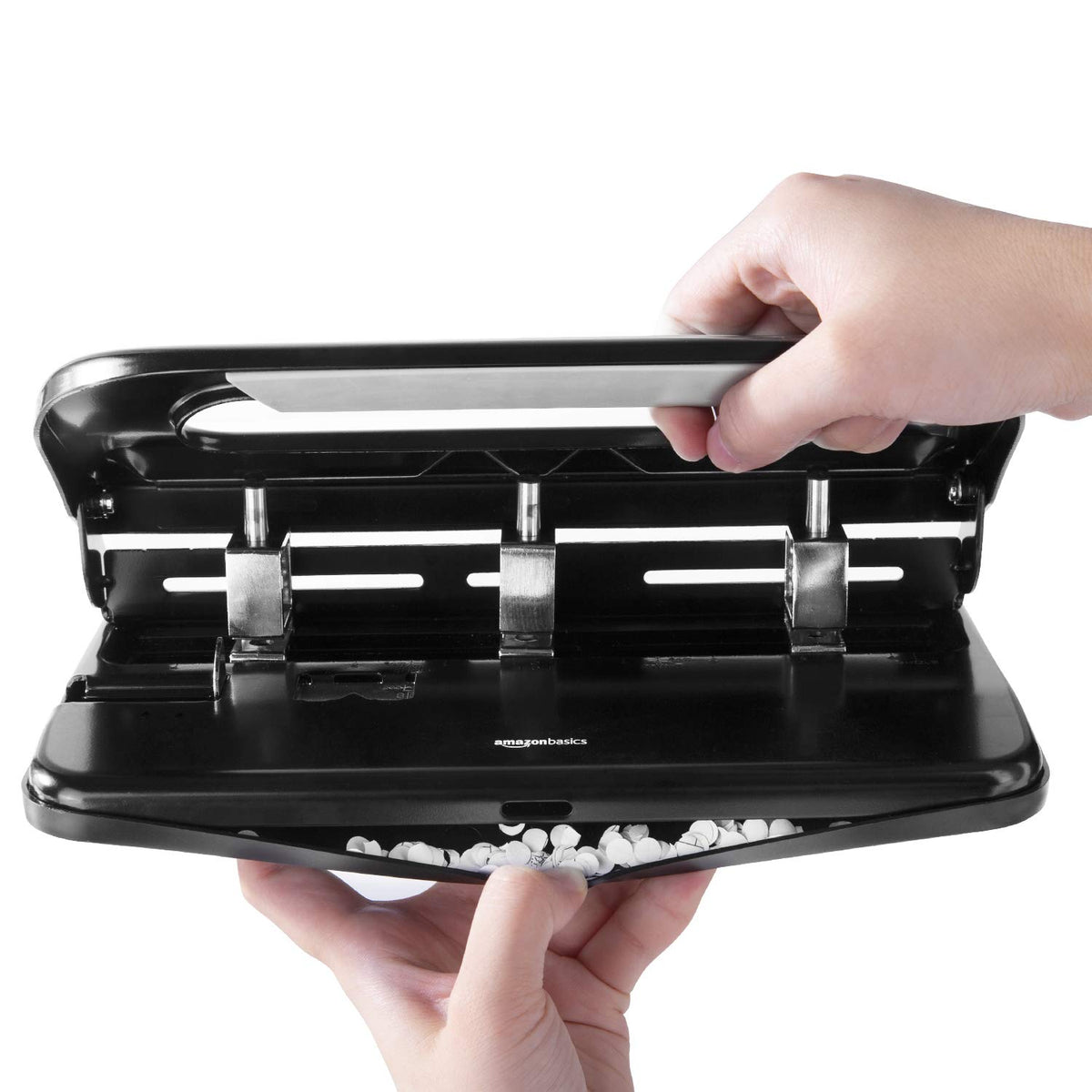 Amazon Basics 2/3 Hole Punch, Semi-Adjustable, 30 Sheet Capacity, Black