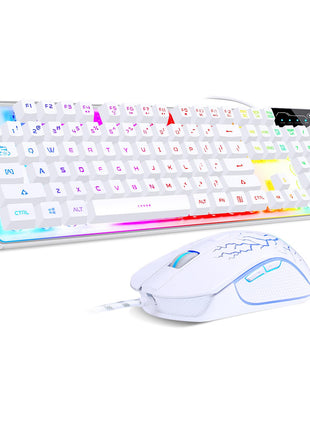 Gaming Keyboard and Mouse Combo, K1 RGB LED Backlit Keyboard with 104 Key for PC/Laptop(White)