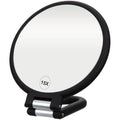 ForPro Professional Collection Premium Magnifying Handheld Mirror, 1X/15X Magnification Hand Mirror, Folding Adjustable Handle, for Makeup, Travel, Black