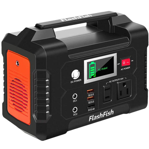 Flashfish 200W Portable Power Station 151Wh, 400W Peak Solar Generator with 110V AcOutlet, 2 DC & 3 USB Ports, Backup Battery for CPAp Camping, Home, Outdoor EmergencyPower supply