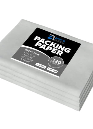 Bryco Goods Newsprint Packing Paper Sheets for Moving - 10lb - 320 Sheets of Newspaper Paper - Wrapping and Protecting Fragile Items, Box Filler, Shipping Supplies - 27 inch x 17 inch - Made in the USA