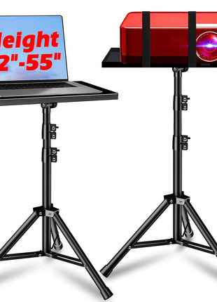 REHOSEUP Projector Stand, 33LB Load Bearing & 22-55 inch Height Adjustable, for Projector/Laptop/DJ Gear, Outdoor/Office/Studio - Stable Base (Black)