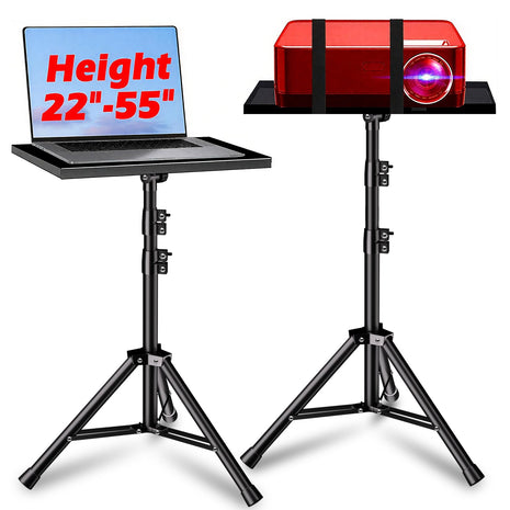 REHOSEUP Projector Stand, 33LB Load Bearing & 22-55 inch Height Adjustable, for Projector/Laptop/DJ Gear, Outdoor/Office/Studio - Stable Base (Black)