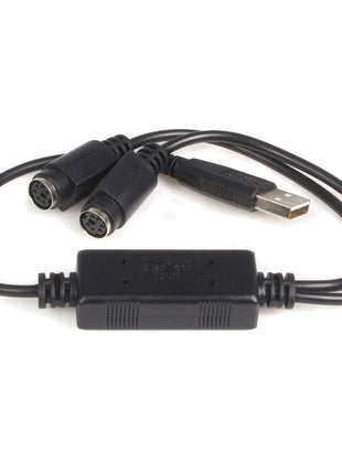 StarTech.com USB to PS/2 Adapter for Keyboard and Mouse - Keyboard / mouse adapter - USB - USBPS2PC, Black