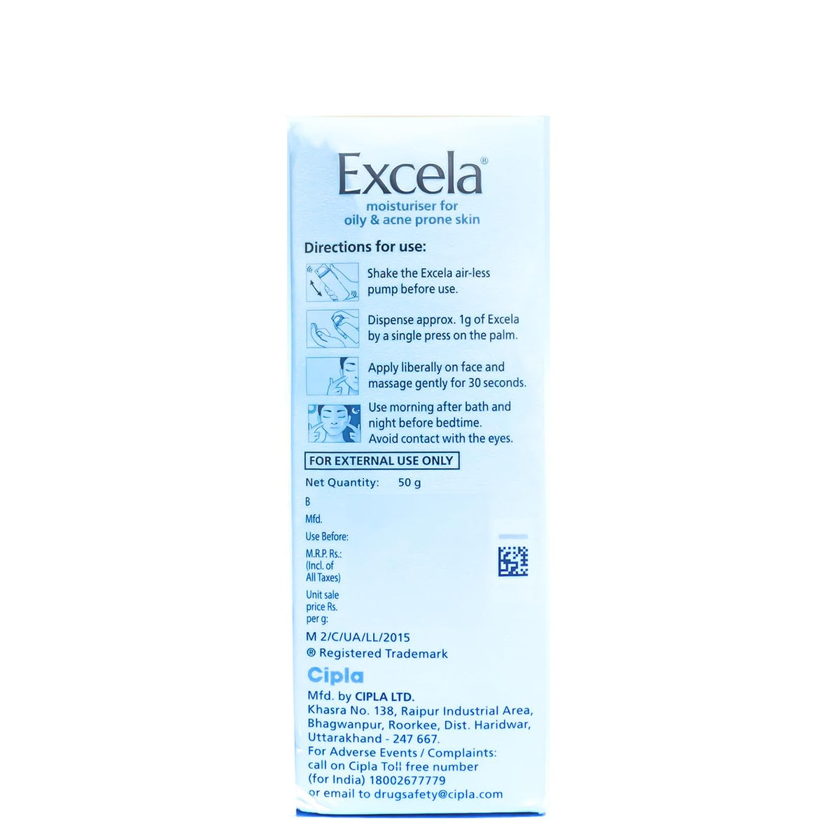 Cipla Excela Moisturiser | Oily & Acne Prone Skin | Reduces Sebum Secretion | 50g