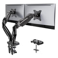 HUANUO Dual Monitor Stand - Full Adjustable Monitor Desk Mount Swivel Vesa Bracket with C Clamp, Grommet Mounting Base for 13 to 32 Inch Computer Screens - Each Arm Holds 4.4 to 19.8lbs