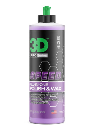 3D Speed All-In-One Polish & Wax – Scratch & Swirl Remover, Clear Coat Safe Paint Sealant – High Gloss Finish, Easy Application – 16oz – Made in USA