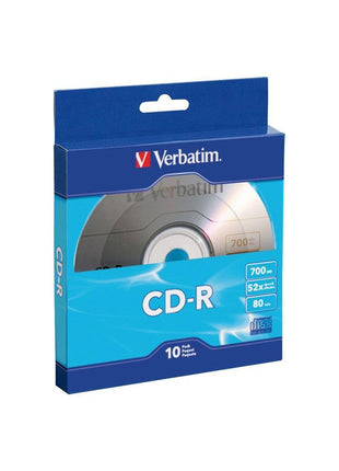 Verbatim CD-R Blank Discs 700MB 80-Minutes 52X Recordable Disc for Data and Music- 10 Pack,Blue