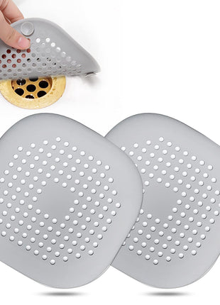 Bovinde Hair Drain Catcher,Square Cover for Shower 2 Pack (Sliver Grey) | Drainer Cover Silicone Hair Stopper with Suction Cups,Protector Accessories,Easy to Install Suit for Bathroom,Bathtub,Sink