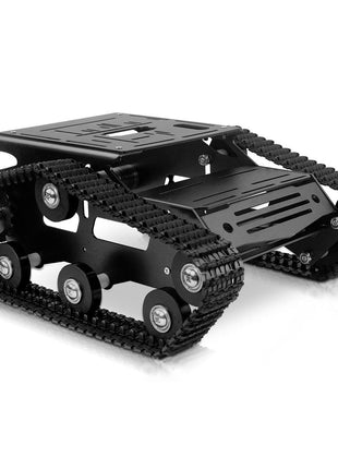 Smart Robot Car Chassis Kit Full Metal Big Tank Chassis with 2WD Motors for Arduino Raspberry Pi Jetson Python DIY Smart Car Learning Kit(Black, with DC Motor)