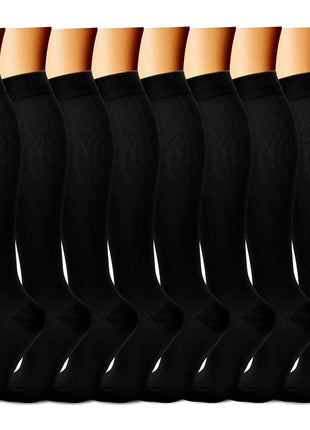 CHARMKING Compression Socks for Women & Men (8 Pairs) 15 20 mmHg Graduated Copper Support Socks are Best for Pregnant, Nurses   Boost Performance, Circulation, Knee High & Wide Calf (L/xL, Black)